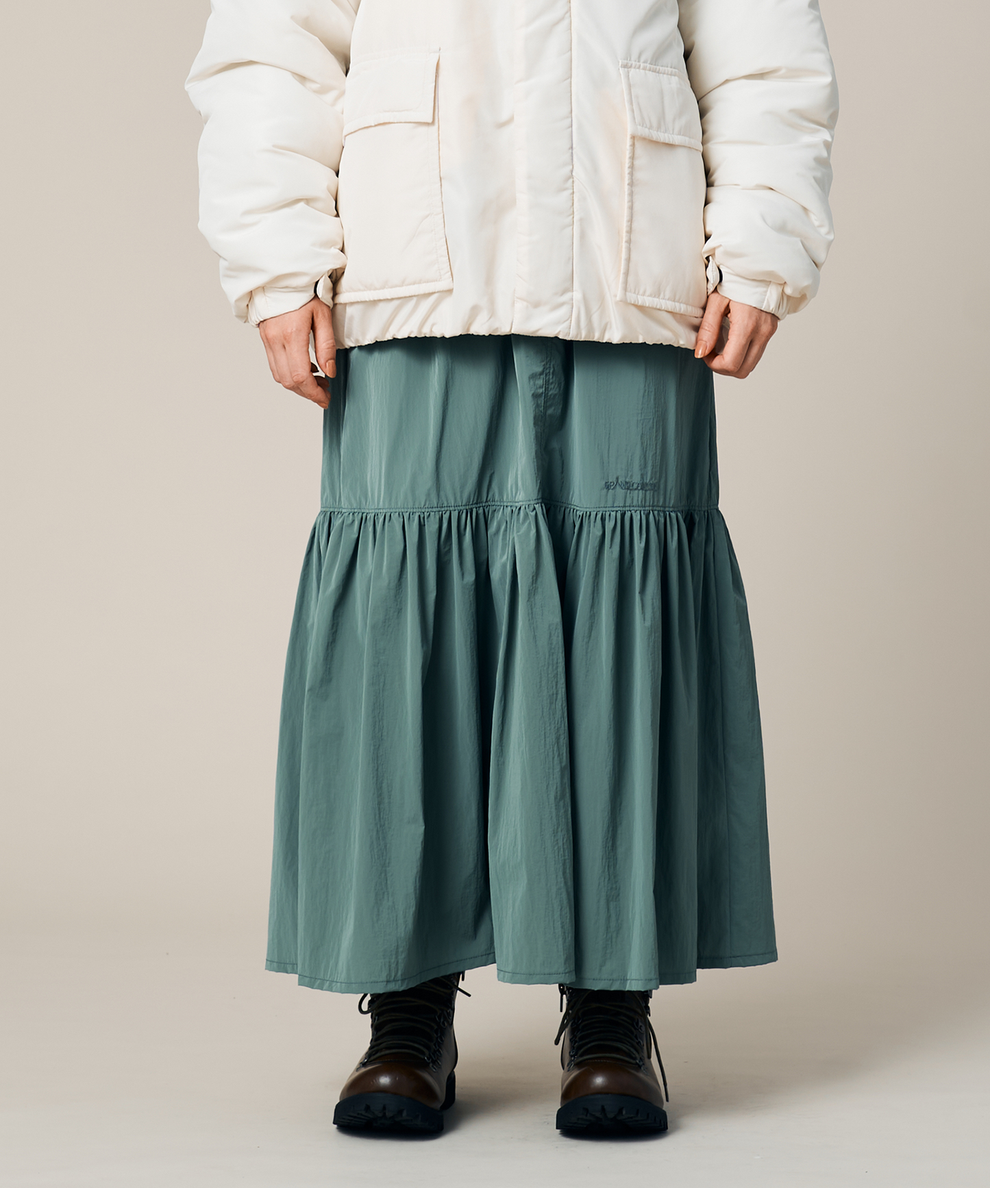 BELTED TIERED SKIRT