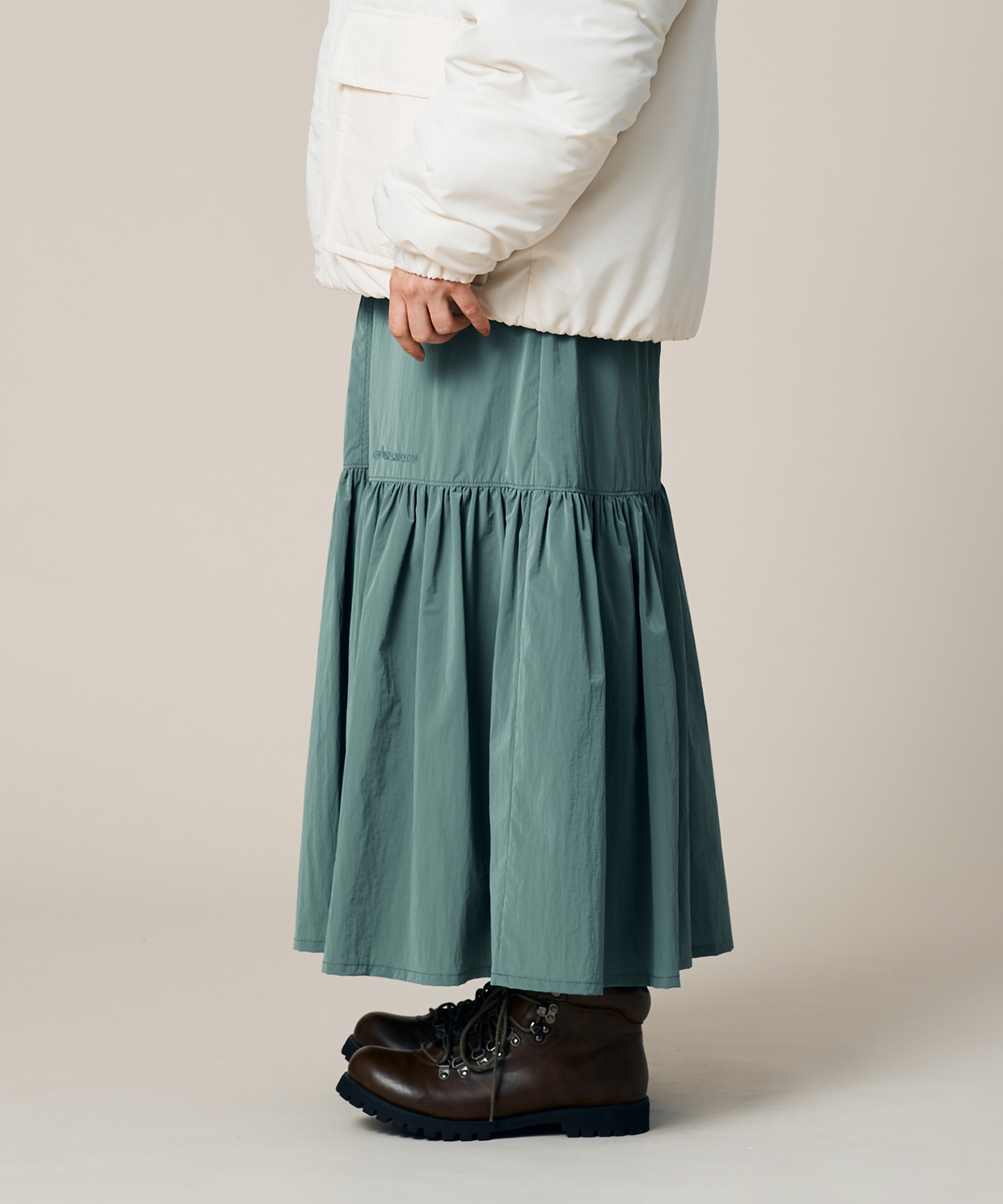 BELTED TIERED SKIRT